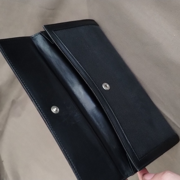 GUCCI BLACK CANVAS & LEATHER LONG SNAP CLOSURE DUAL-OPENING WALLET ~ AUTHENTIC - Picture 7 of 13